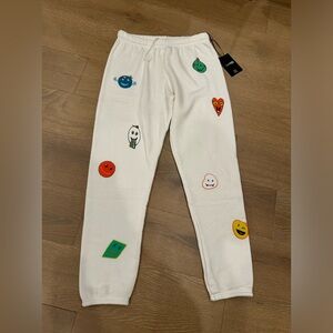 Lauren Moshi Medium White Emoji Joggers. ⚡️💜